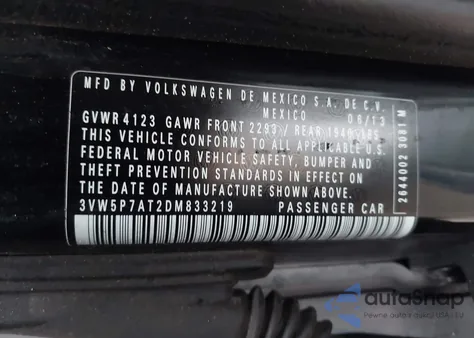 2013 Volkswagen Beetle 2.5L z USA, uszkodzony, nr VIN 3VW5P7AT2DM833219